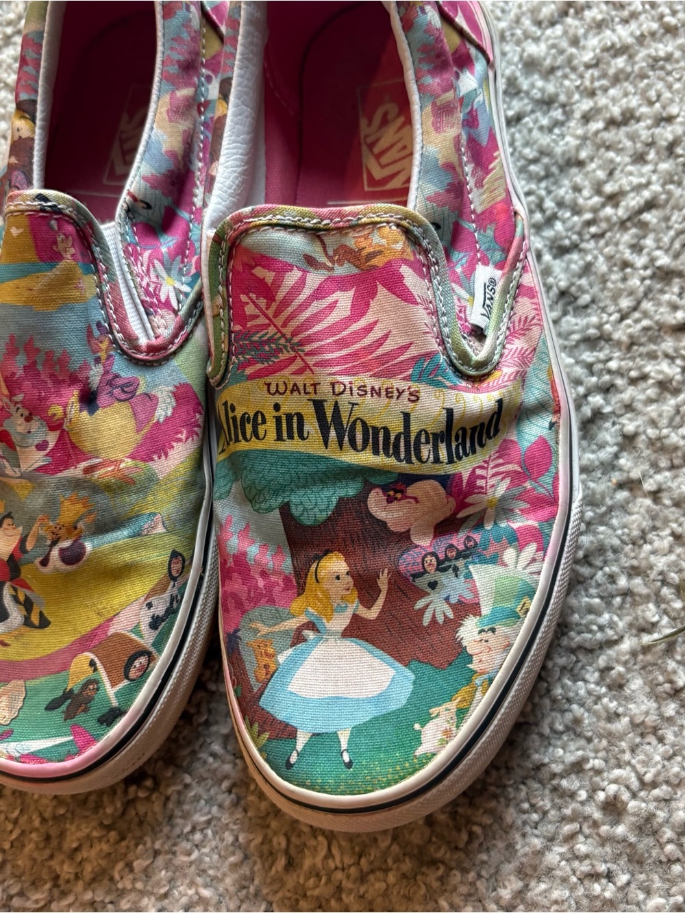 Vans Alice in Wonderland Slip-On Sneakers Sz 10 Women RARE Disney World Land - Picture 2 of 9